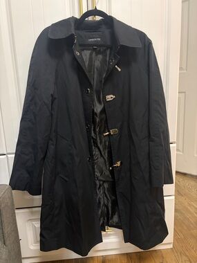 London Fog Men's Black Trench with Toggle Closures